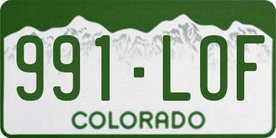 CO license plate 991LOF