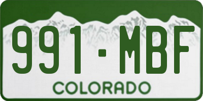 CO license plate 991MBF