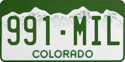 CO license plate 991MIL