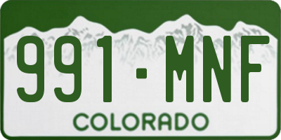 CO license plate 991MNF
