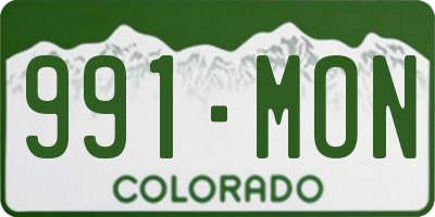 CO license plate 991MON