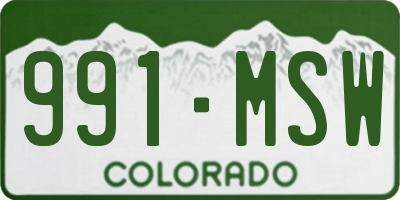 CO license plate 991MSW