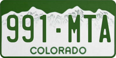 CO license plate 991MTA