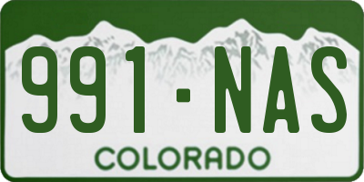 CO license plate 991NAS
