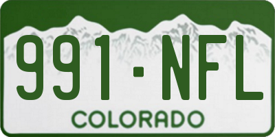CO license plate 991NFL