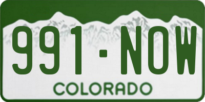 CO license plate 991NOW