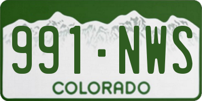 CO license plate 991NWS