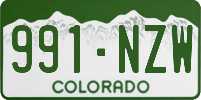 CO license plate 991NZW