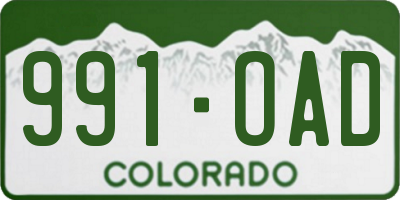 CO license plate 991OAD