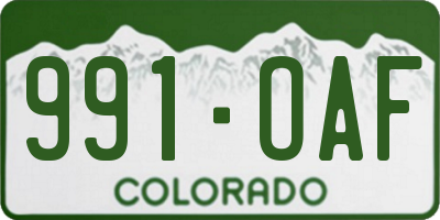 CO license plate 991OAF