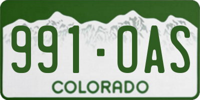 CO license plate 991OAS