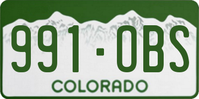 CO license plate 991OBS