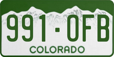CO license plate 991OFB