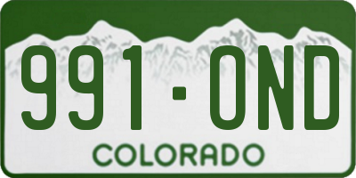 CO license plate 991OND