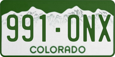 CO license plate 991ONX