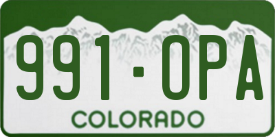 CO license plate 991OPA