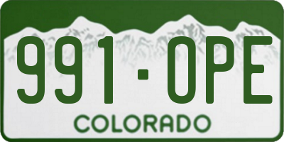 CO license plate 991OPE