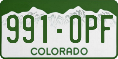 CO license plate 991OPF
