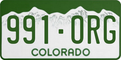 CO license plate 991ORG