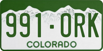 CO license plate 991ORK