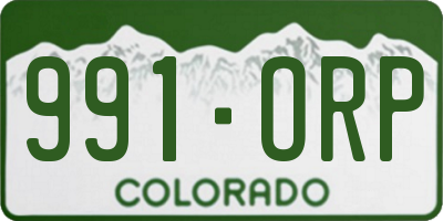 CO license plate 991ORP