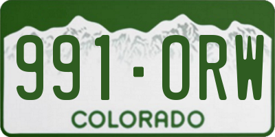 CO license plate 991ORW