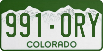 CO license plate 991ORY
