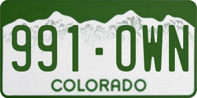 CO license plate 991OWN