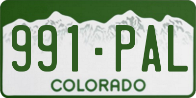 CO license plate 991PAL