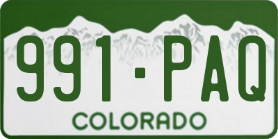 CO license plate 991PAQ