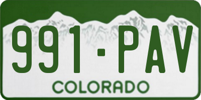 CO license plate 991PAV