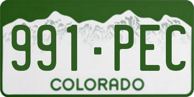 CO license plate 991PEC