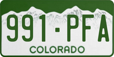 CO license plate 991PFA