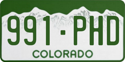 CO license plate 991PHD