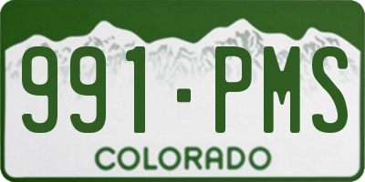 CO license plate 991PMS