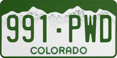 CO license plate 991PWD