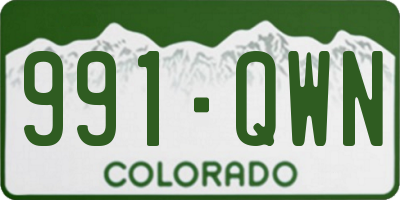 CO license plate 991QWN