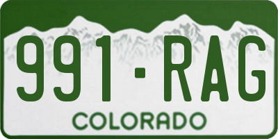 CO license plate 991RAG
