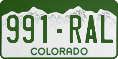 CO license plate 991RAL