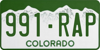 CO license plate 991RAP
