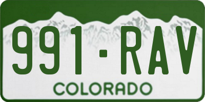 CO license plate 991RAV