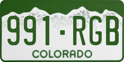CO license plate 991RGB