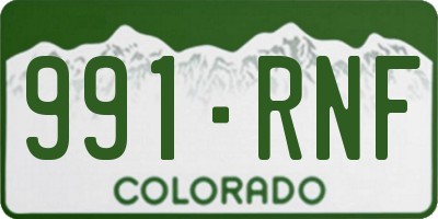 CO license plate 991RNF