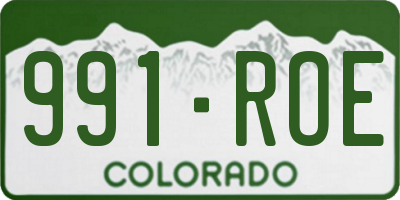 CO license plate 991ROE