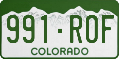 CO license plate 991ROF