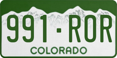 CO license plate 991ROR