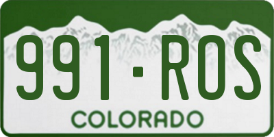 CO license plate 991ROS