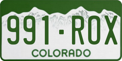 CO license plate 991ROX