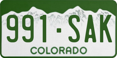 CO license plate 991SAK