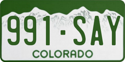 CO license plate 991SAY